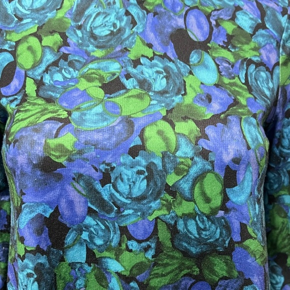 Zara Bell Sleeve Floral Mock Neck Stretch Trapeze Mini Dress Size S - Picture 6 of 9